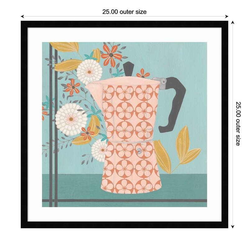 Whimsical Kitchen No. 1 by June Erica Vess Wood Framed Wall Art Print - 25 x 25 in - Black