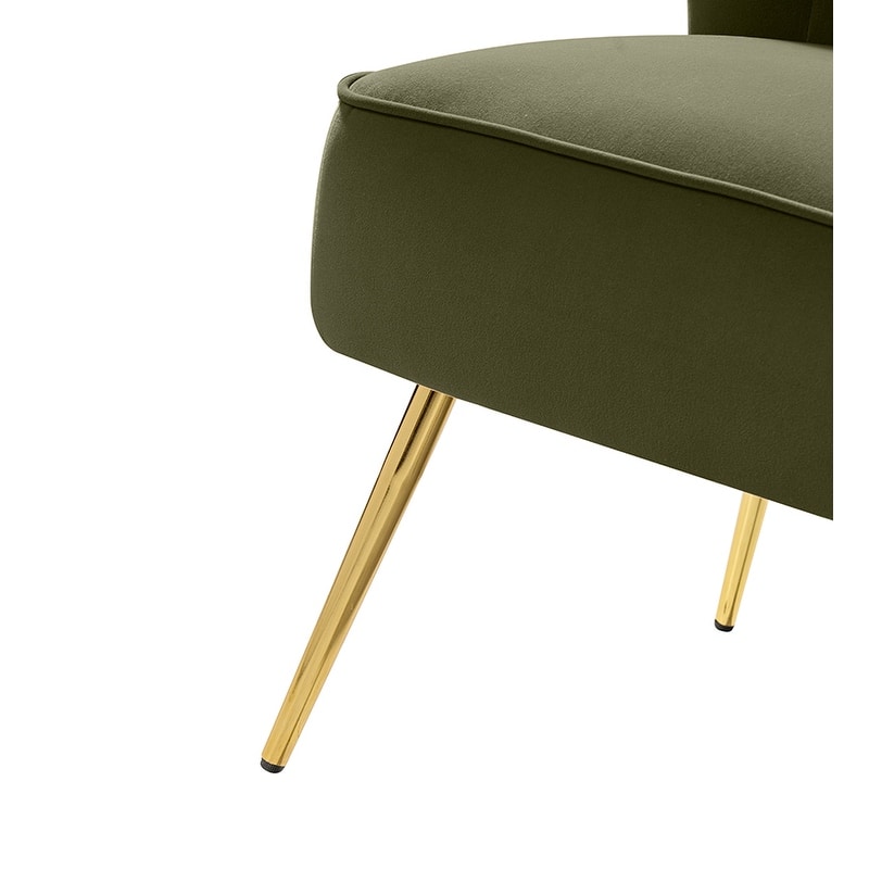 Monica 22''W Upholstered Modern Tufted Accent Side Chair with Gold Legs by HULALA HOME