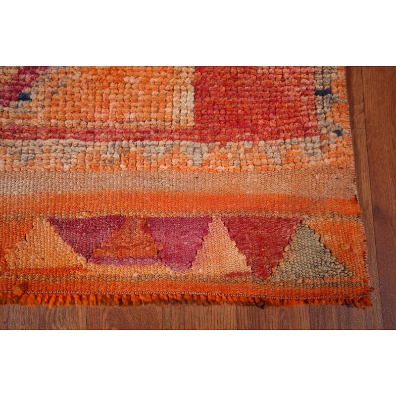 Orange Oushak Turkish Vintage Runner Rug Handmade Wool Carpet - 3'1"x 10'11"