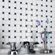 preview thumbnail 2 of 6, Merola Tile Metro Basketweave White w/ Glossy Cobalt Dot 11-3/4" x 11-3/4" Porcelain Mosaic Floor and Wall Tile