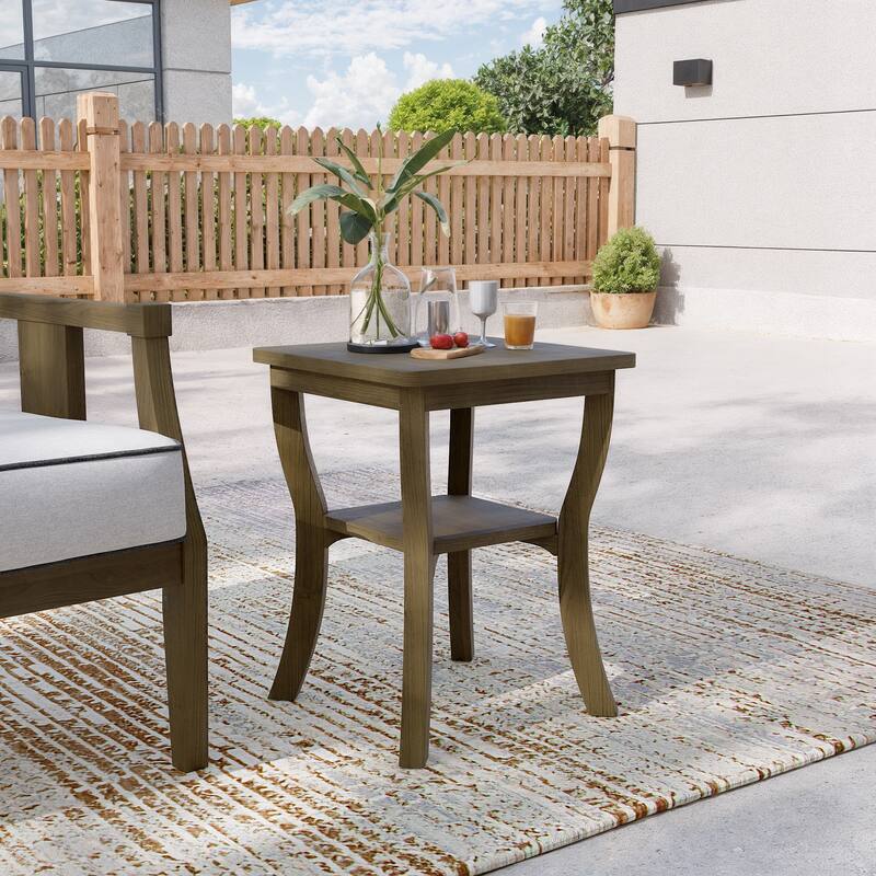 2 Set Outdoor Patio Club Chair with Cushion Patio Arm Lounge Chair - Side Table/Brown Wood