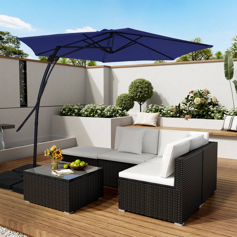 Clihome 10ft Outdoor Patio Cantilever Umbrella with Stand
