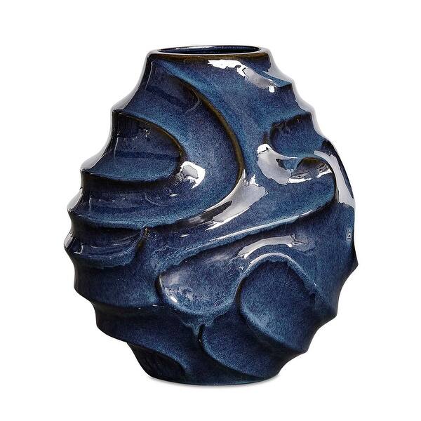 slide 2 of 5, Uttermost Helix Swirl Blue Outdoor Vase