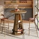 preview thumbnail 3 of 8, Round Counter Height Bar Table, Wooden High Top Pub Table