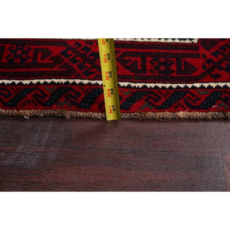 Traditional Geometric Balouch Persian Area Rug Handmade Wool Carpet - 3'8" x 7'0"