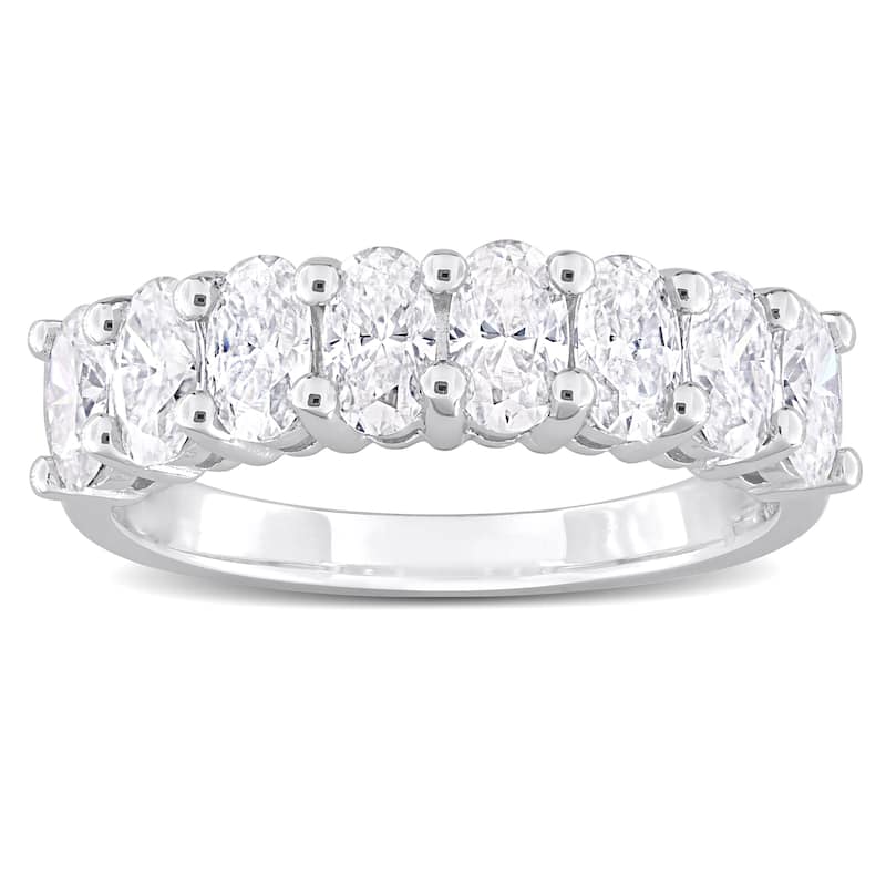 Miadora 1 5/8ct TDW Oval-cut Created Moissanite Anniversary Band in Sterling Silver
