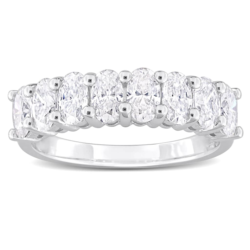 Miadora 1 5/8ct TDW Oval-cut Created Moissanite Anniversary Band in Sterling Silver