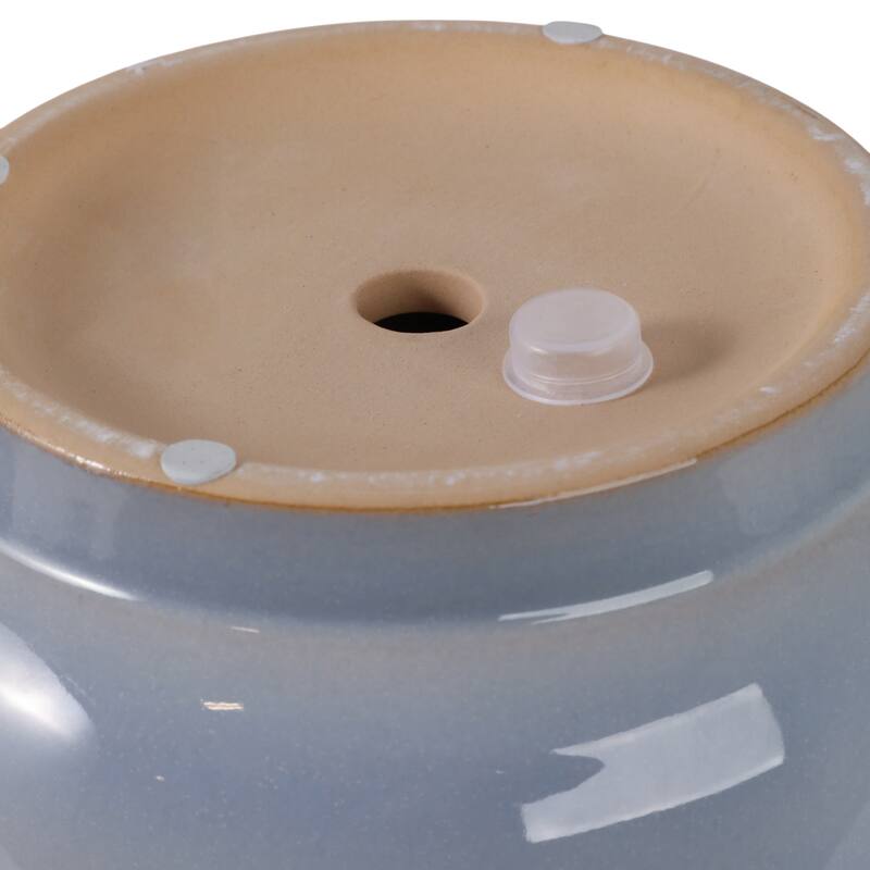 Ceramic Stone Planter Pots with Drainage Holes and Glossy Glazed Finish