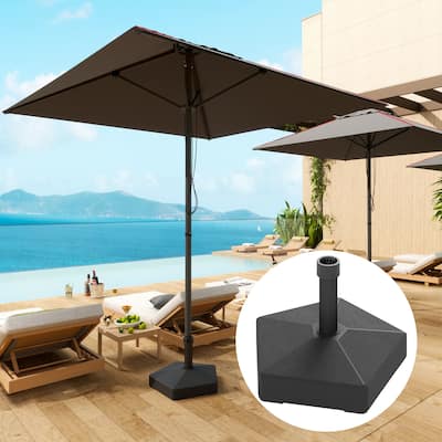 Outdoor Umbrella Base HDPE Patio Parasol Stand Fillable with Sand or Water - 22" L x 22" W x 14.2" H