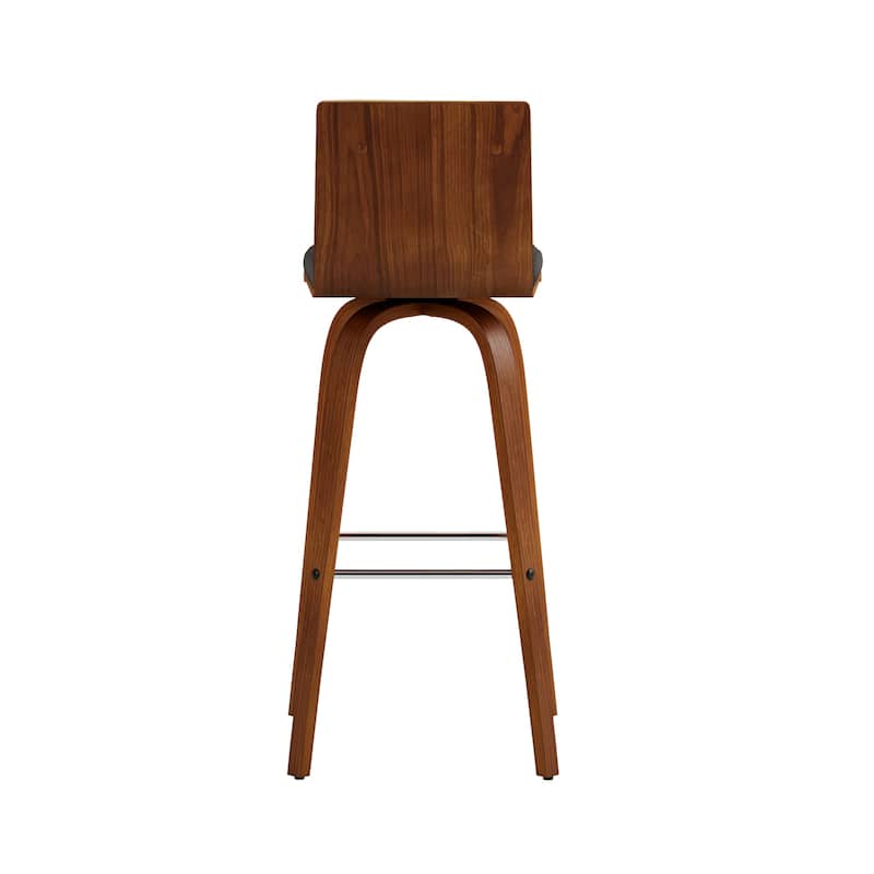 Skara Swivel Bar Stool, Upholstered Bar Height Chair with Bentwood Frame