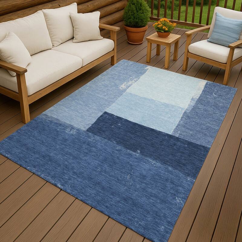 Machine Washable Indoor/ Outdoor Abstract Kraig Chantille Rug