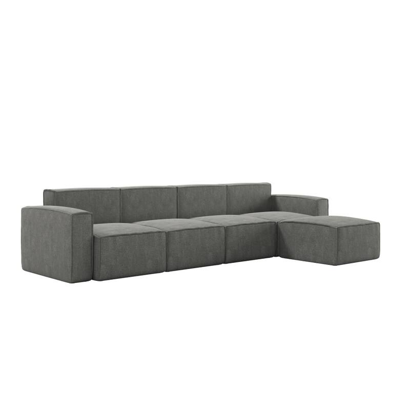 Contemporary 5 Piece Modular Sectional Sofa with Ottoman