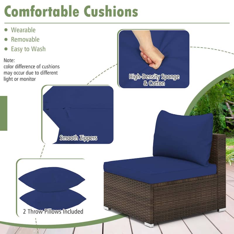 Costway 7 PCS Patio Rattan Furniture Set Sectional Sofa Cushioned - See Details