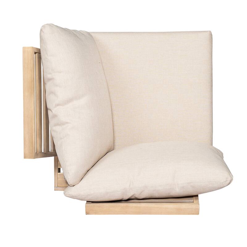 Christopher Knight Home - Mirek Acacia Wood Outdoor 4 Piece Sectional Sofa with Water-Repellent Cushions