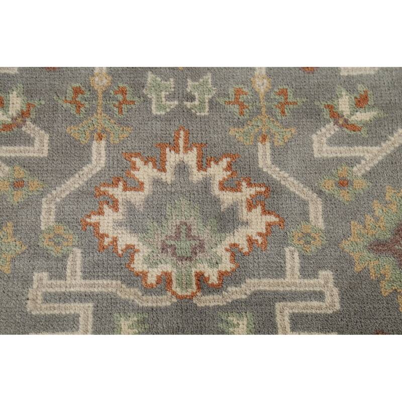 Gray Oushak Indian Accent Rug Hand-Knotted Transitional Wool Carpet - 3'2"x 5'6"
