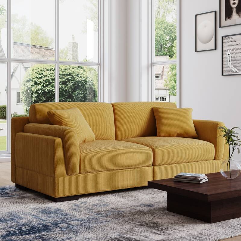 90" Oversized Modular Sectional Corduroy Sofa