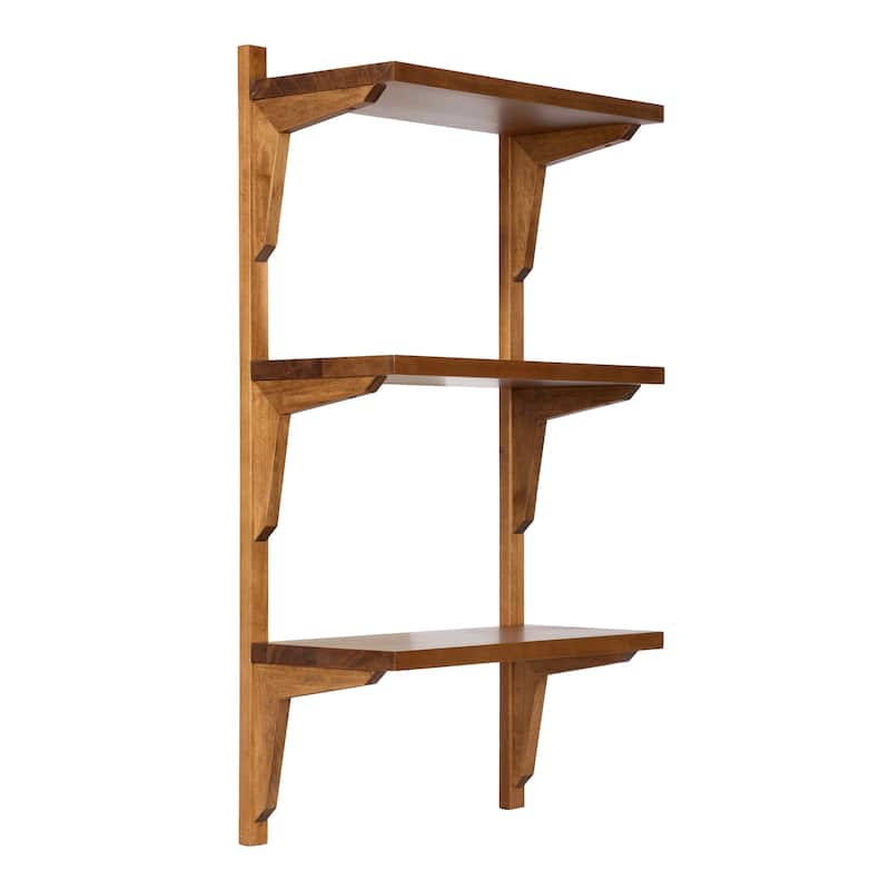 Kate and Laurel Meridien Mid-Century Wall Shelves - Rustic Brown - 18x9x32