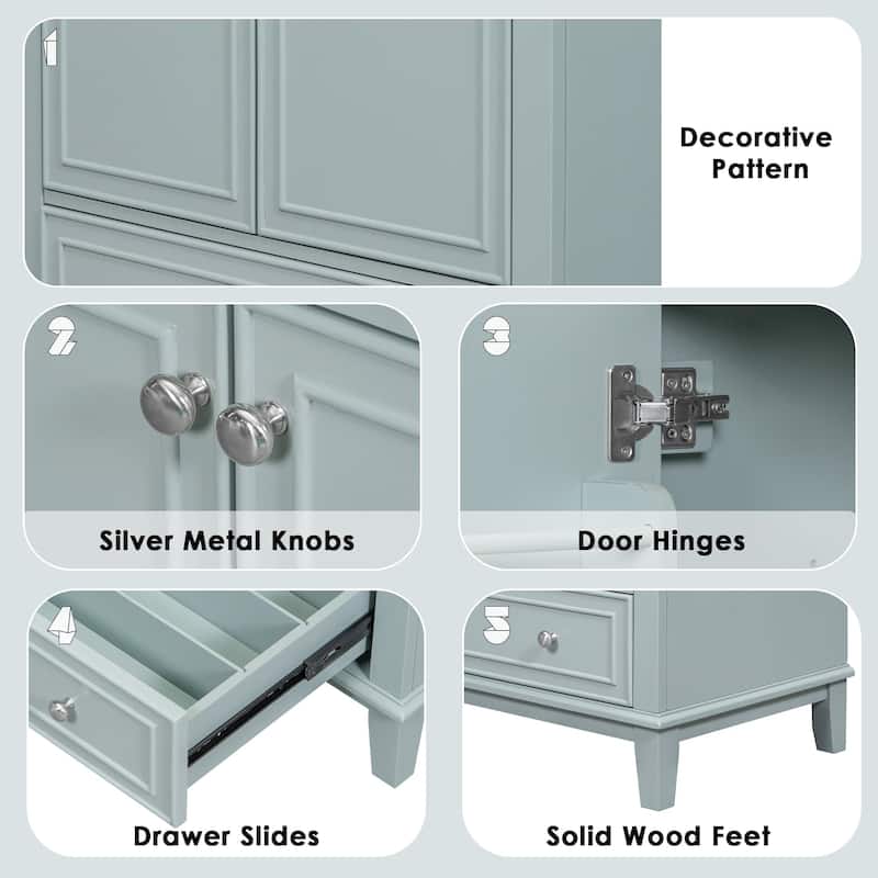 30" Bathroom Wood Storage Vanity Cabinet with Ceramic Sink, Drawer