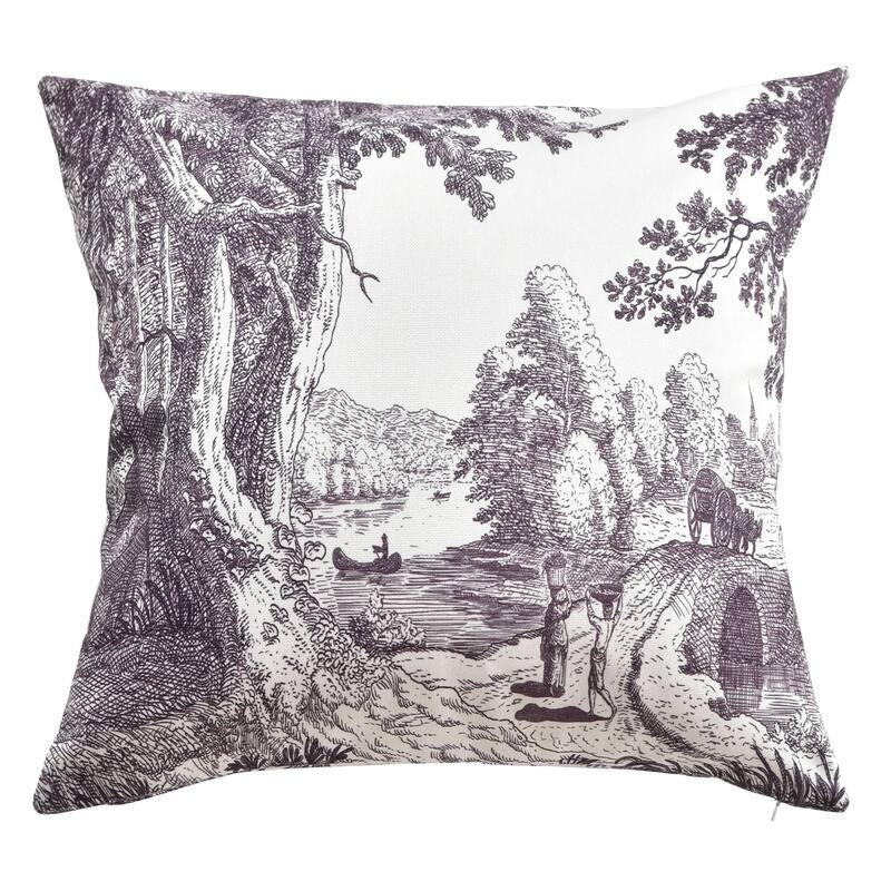 StyleCraft Reverie Toile Pillow - 24" x 24" - Amaranth, Ivory