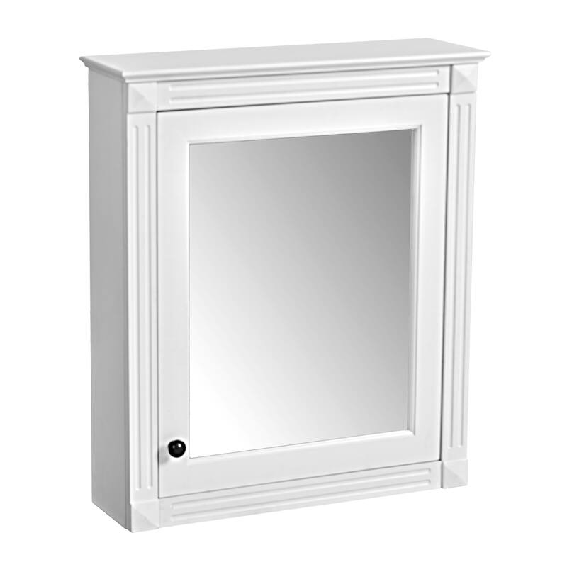 24 in. W x 27 in. H Rectangular Wood Medicine Cabinet with Mirror and Adjustable Shelves - White