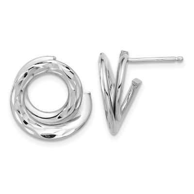 Curata 14k White Gold Polish and Diamond cut Intertwined Circle Post Earrings - 16.5x14.8mm