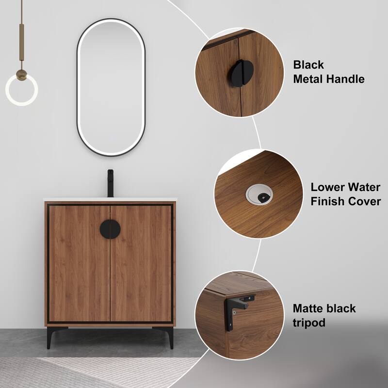 ARTCHIRLY 24/30 Inch Bathroom Vanity with Sink, Freestanding Bathroom Vanity with Soft Close Door and Adjustable Shelf