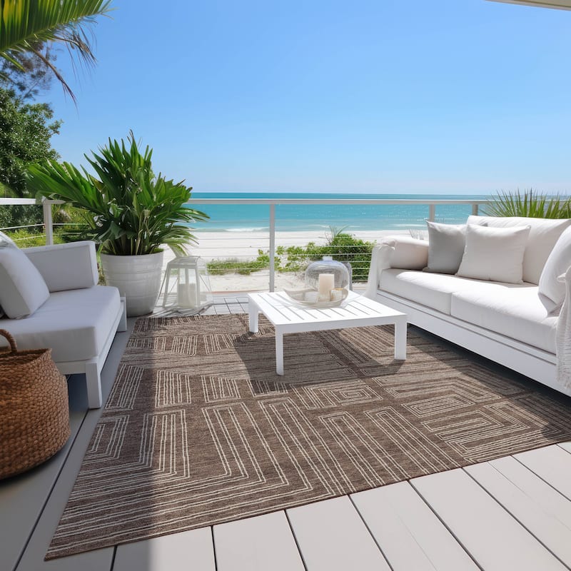 Machine Washable Indoor/ Outdoor Contemporary Stack Chantille Rug
