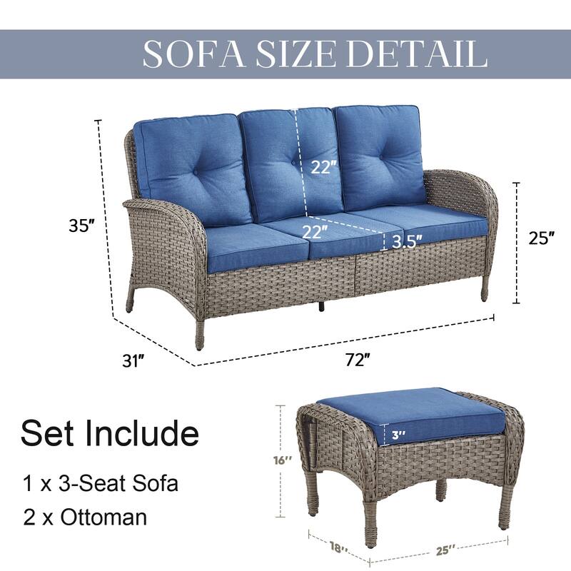 Pocassy Patio Outdoor Sofa Swivel Chairs with Ottman Table Set