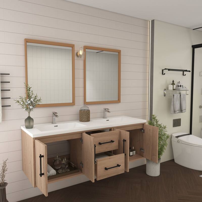 Victoria 60'' Wall-mounted Vanity with Double Reinforced Acrylic Sink - 59.5
