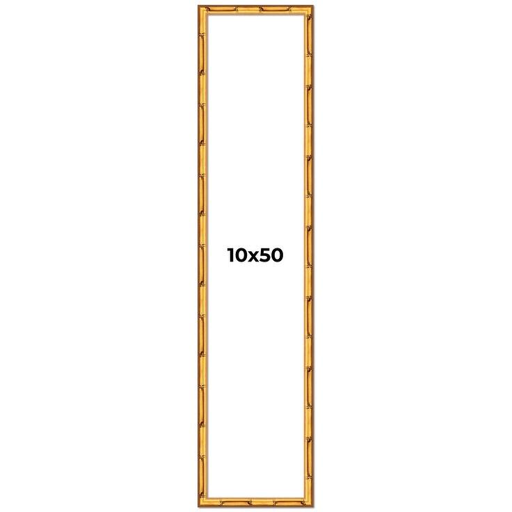 10x50 Frame Gold Bamboo Picture Frame Modern Photo Frame Includes UV Acrylic Shatter Guard Front Acid Free Foam Backing Board