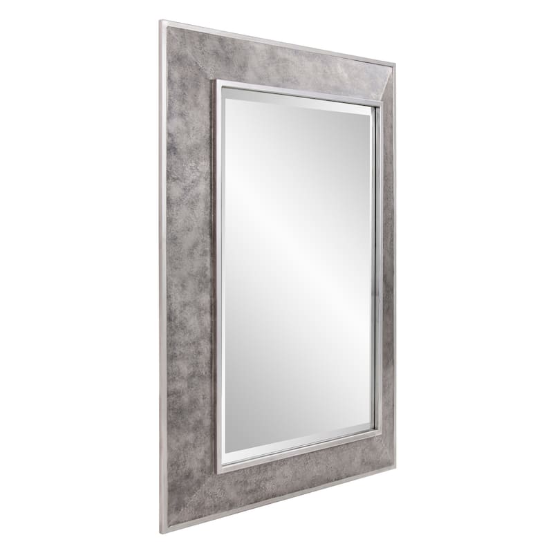 Allan Andrews Rectangular Iron Framed Wall Mirror with Mottled Silver Finish - 40"H x 30"W