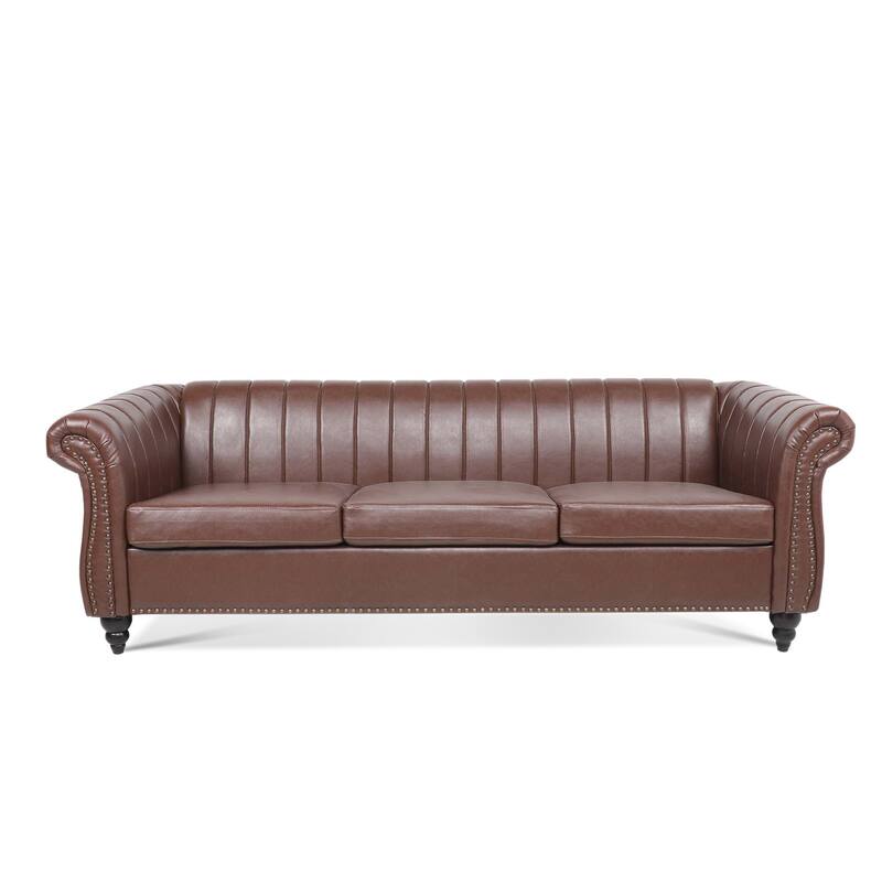Dark Brown Classic Design PU Leather Chesterfield Sofa - Bed Bath ...