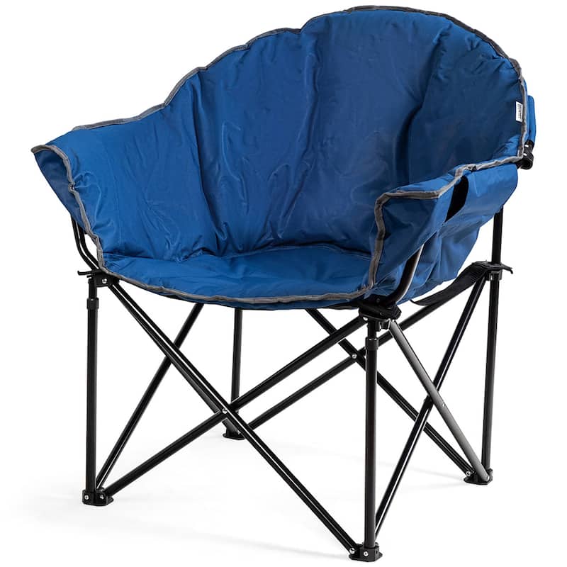 Costway Folding Camping Moon Padded Chair with Carry Bag Cup Holder - 32''x 31.5''x 35.5''