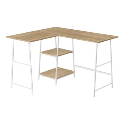 Computer Desk, Home Office, Corner, Storage Shelves