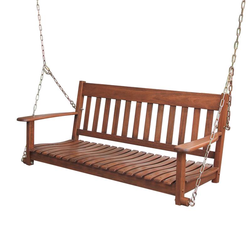 Cambridge Casual Austin Traditional Mahogany Wood Porch Swing - Natural