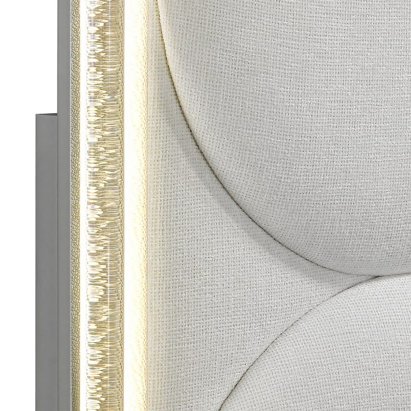 Furniture of America Angrove Modern Silver Wood Panel Bed with LED on Padded Headboard