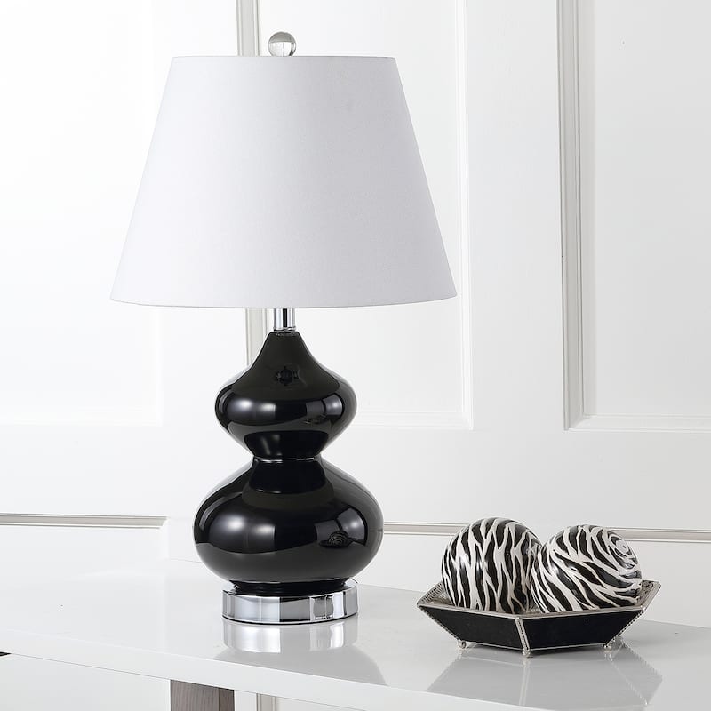 SAFAVIEH Lighting Kimberely 24-inch Double Gourd Glass White Table Lamp (Set of 2) - 14"x14"x24" - 14Wx14Dx24H