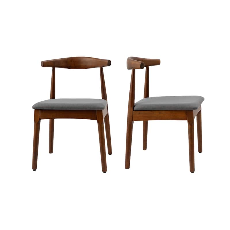 Mid Century Dining Room Chairs Set of 2,Wood and Fabric Upholstered For Dining Chairs,Walnut Frame Charcoal Grey Cushion