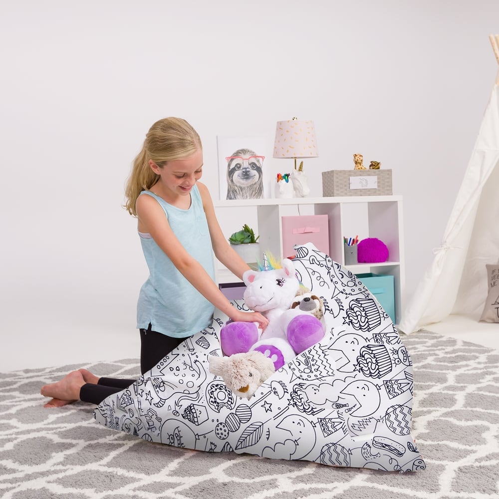 Stuffie Animal Storage Bean Bag Chair Cover, Room Organizer