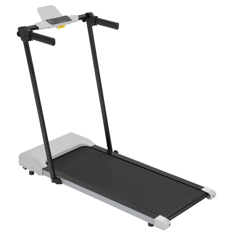 Foldable Walking Treadmill Under Desk Walking Pad Treadmill Compact Fitness Running Machine with LED Displays and Wheels - Grey
