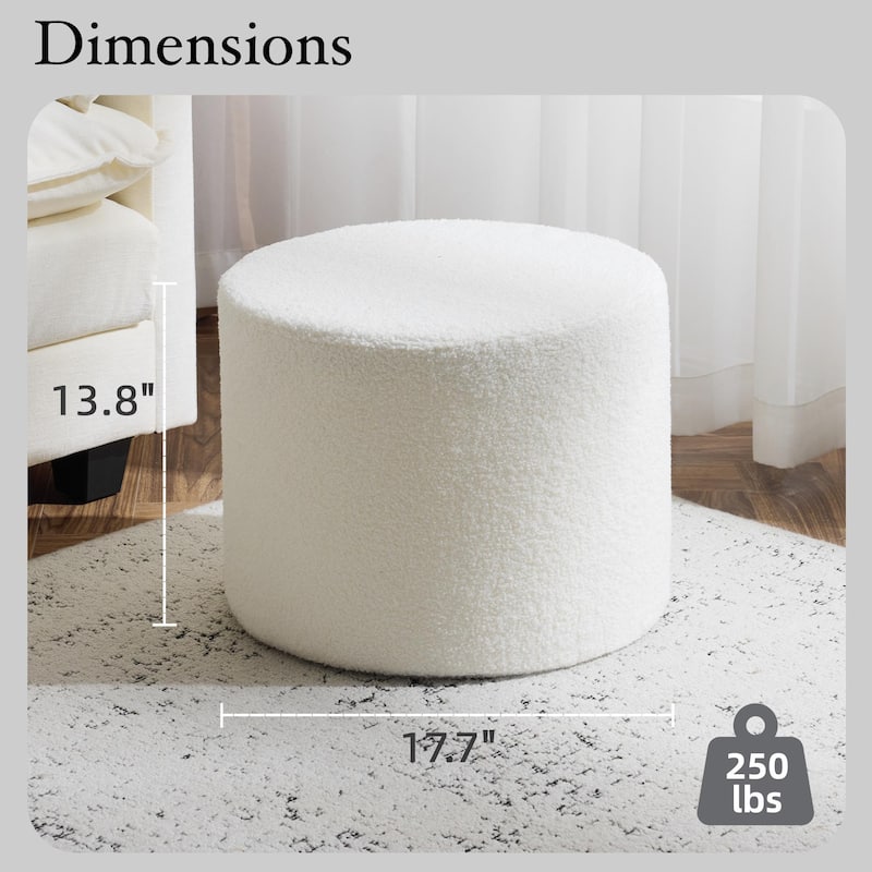 Bezseller Soft Boucle Pouf Ottoman, Comfortable Foot Rest, Full Foam Filling Footstool for Living Room, Bedroom