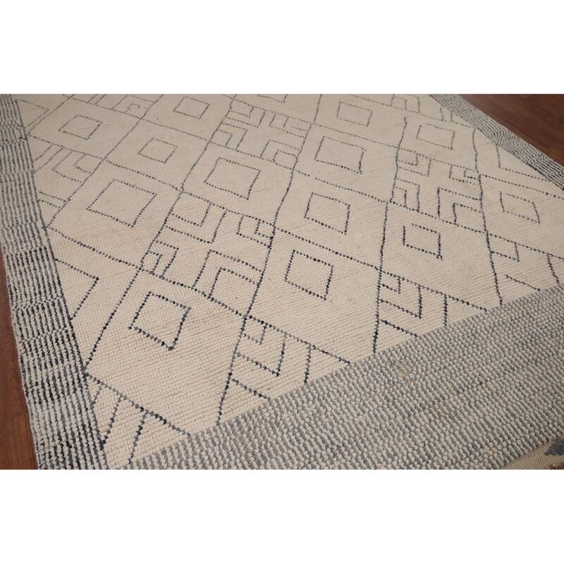 Earth Tone Moroccan Area Rug Handmade Wool Carpet - 6'11"x 10'7"