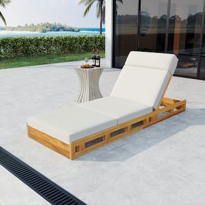 Christopher Knight Home- Cassian Patio Acacia Wood Chaise Lounge Set