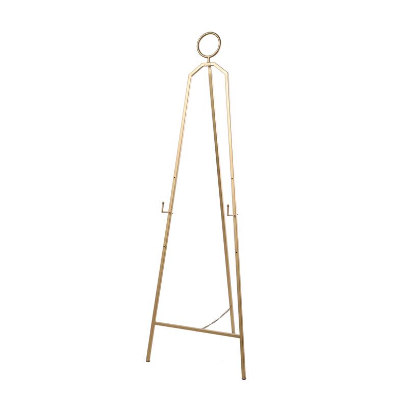 Gold Metal Tall Adjustable 3 Tier Display Easel with Circular Ring Top