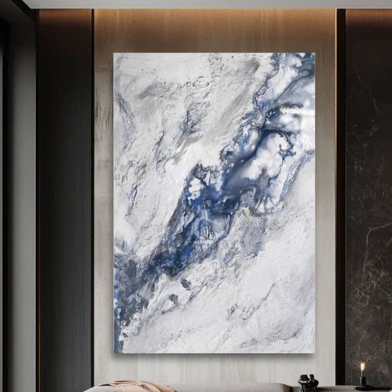 Aria Home Blue Grey Aetheris Frameless Canvas Wall Art 31x47