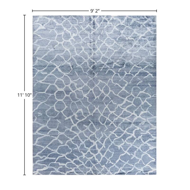 Modern One-of-a-Kind Hand-Knotted Area Rug - Gray, 9' 2" x 11' 10" - 9' 2" x 11' 10"