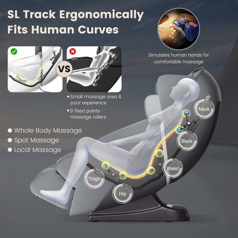 Comfort Full Body Massage Chair with Voice Control Heat Foot Roller