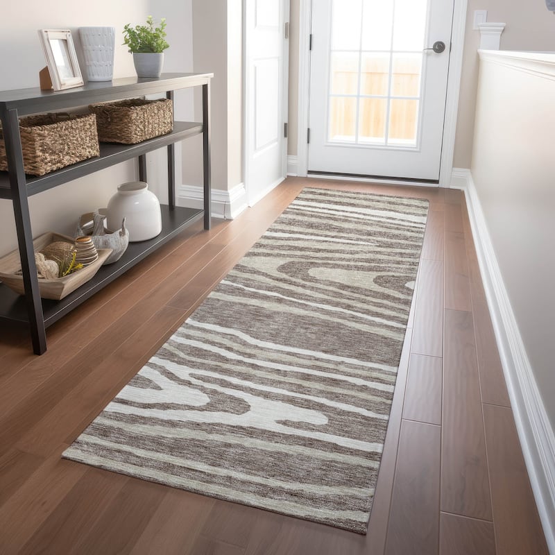 Machine Washable Indoor/ Outdoor Abstract Illusion Chantille Rug