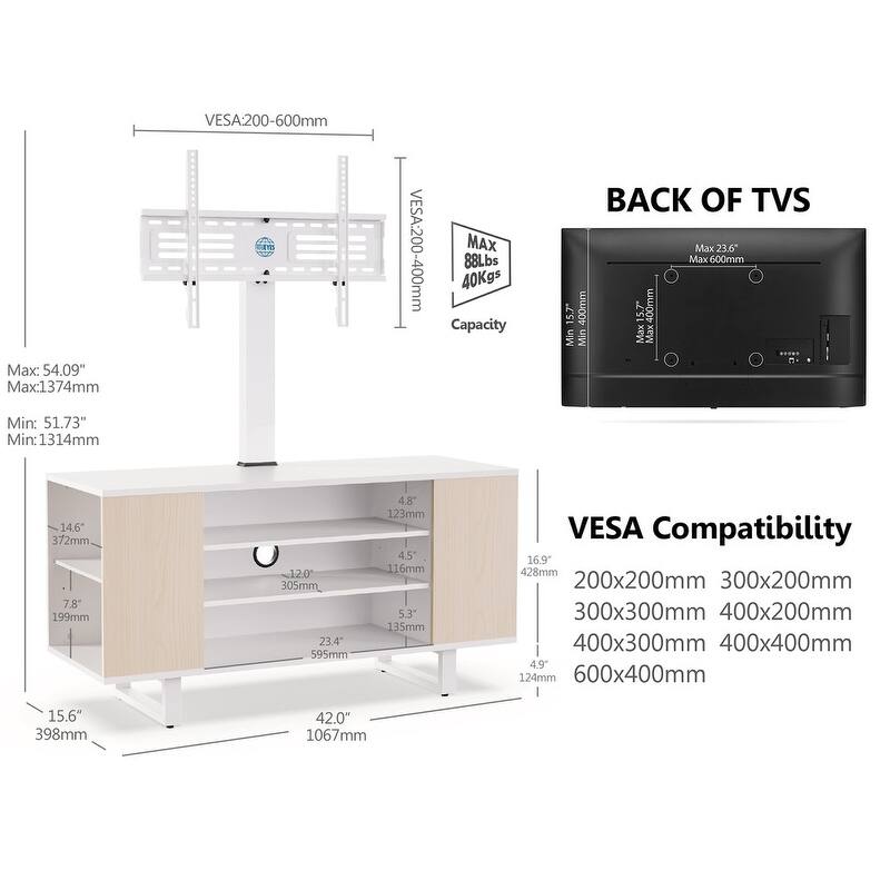 FITUEYES Modern TV Stand for 32-70 inch TVs with Open Shelves Media Console