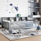 preview thumbnail 27 of 34, Wood Twin XL Size Floor Bed with Storage Cabinets and USB Ports, Solid Wood Bedframe w/Fence, No Box Spring Needed